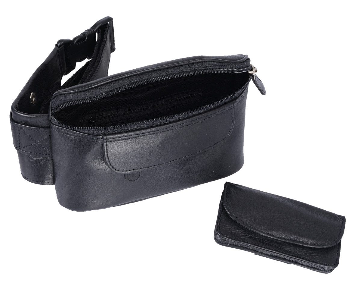 GlücksNugget Gürteltasche schwarze Ledergürteltasche
