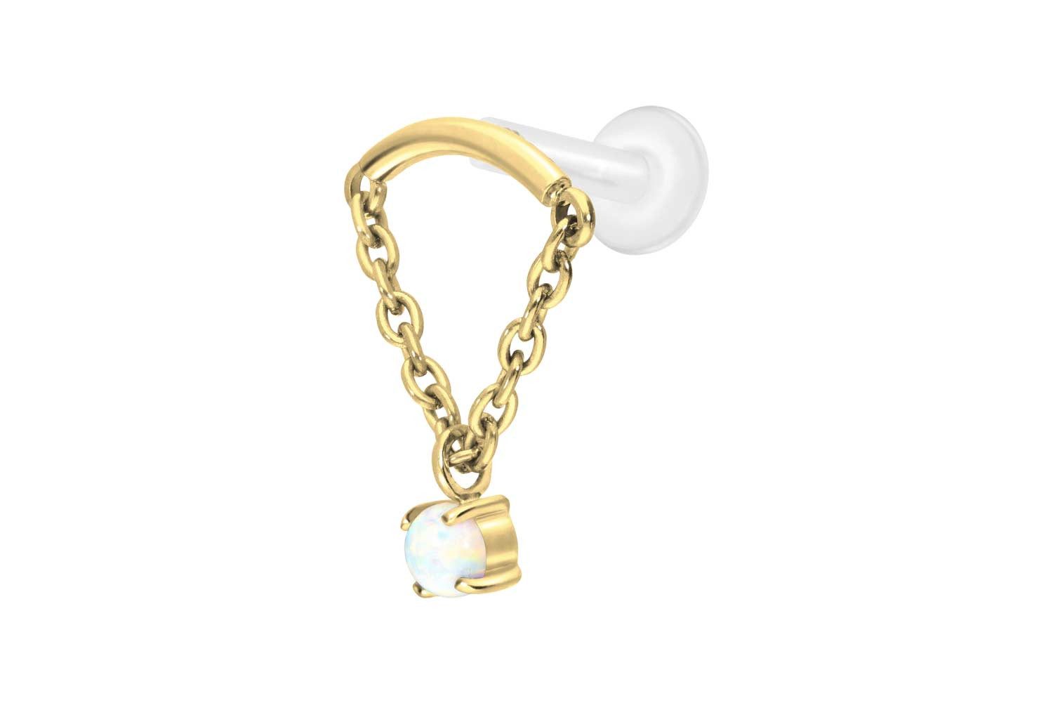 PIERCINGLINE Piercing-Set PTFE Labret mit Innengewinde + Titan-Aufsatz BOGEN + KETTE + (Labrets, 1-tlg)