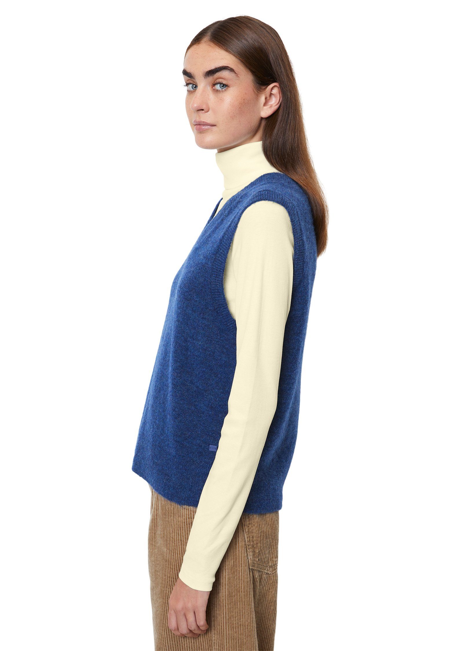 O'Polo blau mit DENIM V-Ausschnitt-Pullover Marc Baby-Alpakawolle