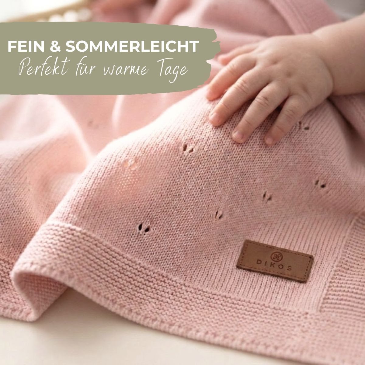 Babydecke DIKOS® Babydecke aus *100%* Bio Baumwolle, Strickdecke, Geschenk, DIKOS, PREMIUM Qualität, 75x100 cm, atmungsaktiv, nachhaltig, kuschelweich