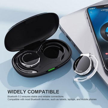 Micool Ear-Clip Bluetooth V5.3, Sport Kabelloser In-Ear-Kopfhörer (Sicherheit im Dunkeln: Grüne Atemlichter für sichtbare Joggingrunden., mit Atemlicht, Headset mit 4-Mikrofon, Comfort Fit Ohrhaken)