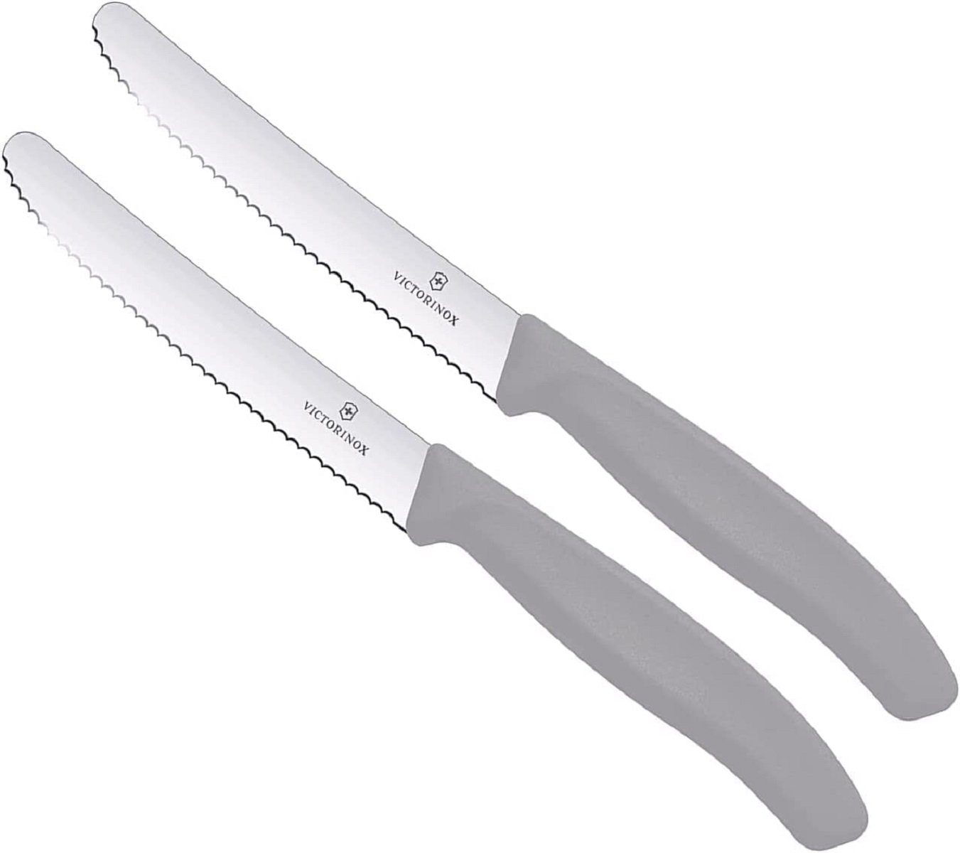 Victorinox Tafelmesser Küchenmesser Set, 2-teilig, Cool Grey, Swiss Classic (2 Stück), ergonomischer Griff, ideal für Präzisionsarbeiten in der Küche
