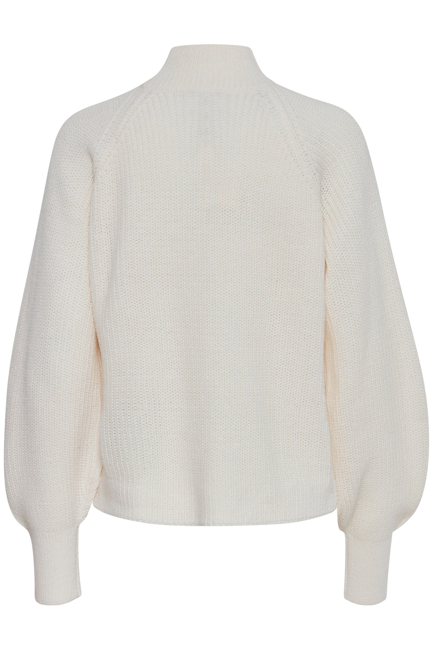 Weiß Kragen in 6692 Ballonärmeln mit b.young Pullover Sweater Strickpullover mit Grobstrick