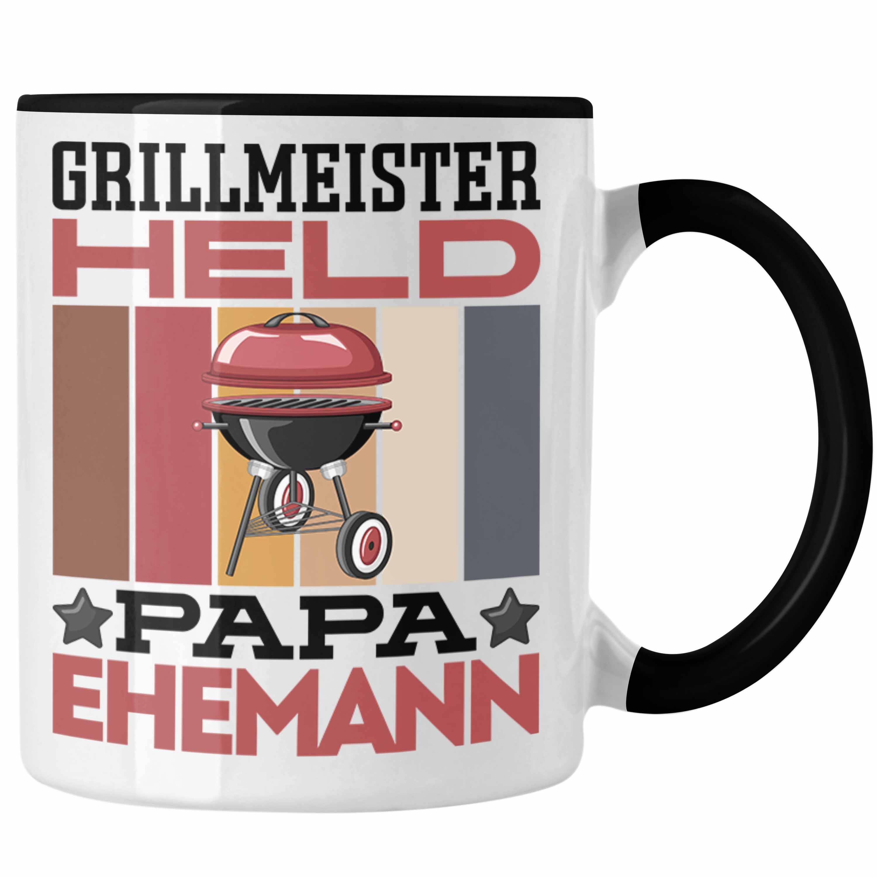 Held Trendation Vate Geschenk "Grillmeister Papa Geschenkidee Tasse Schwarz Papa Tasse Ehemann"