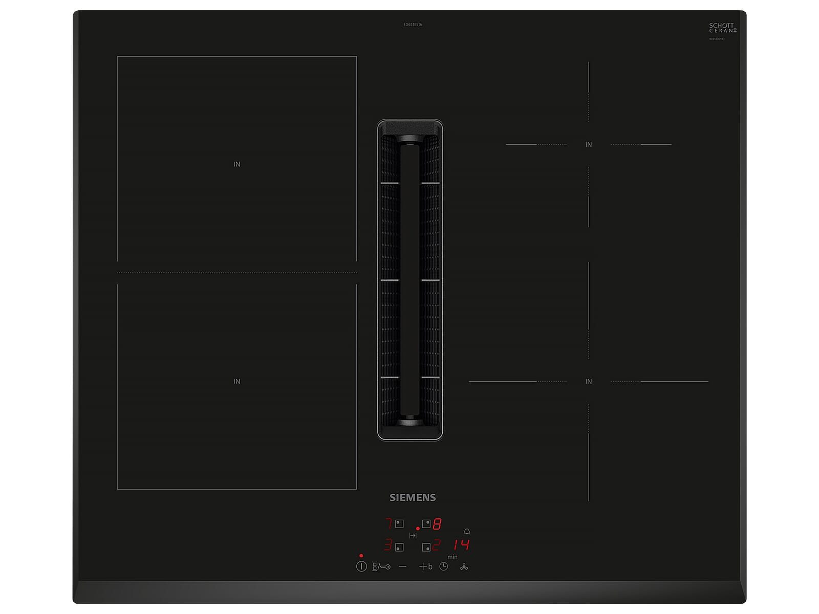 SIEMENS Kochfeld mit Dunstabzug ED651BS16E, Powerboost-Funktion, Timer, TouchControl-Bedienung