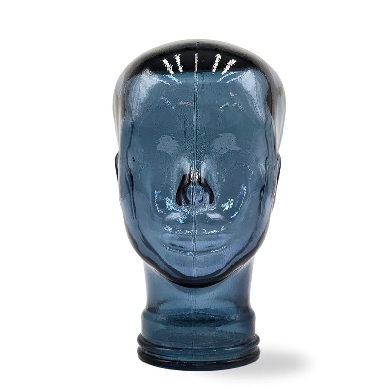 DESIGN DELIGHTS Skulptur Glas KOPFHÖRERSTÄNDER 29cm Glaskopf Skulptur, T07 blau – Bild 5 von 5