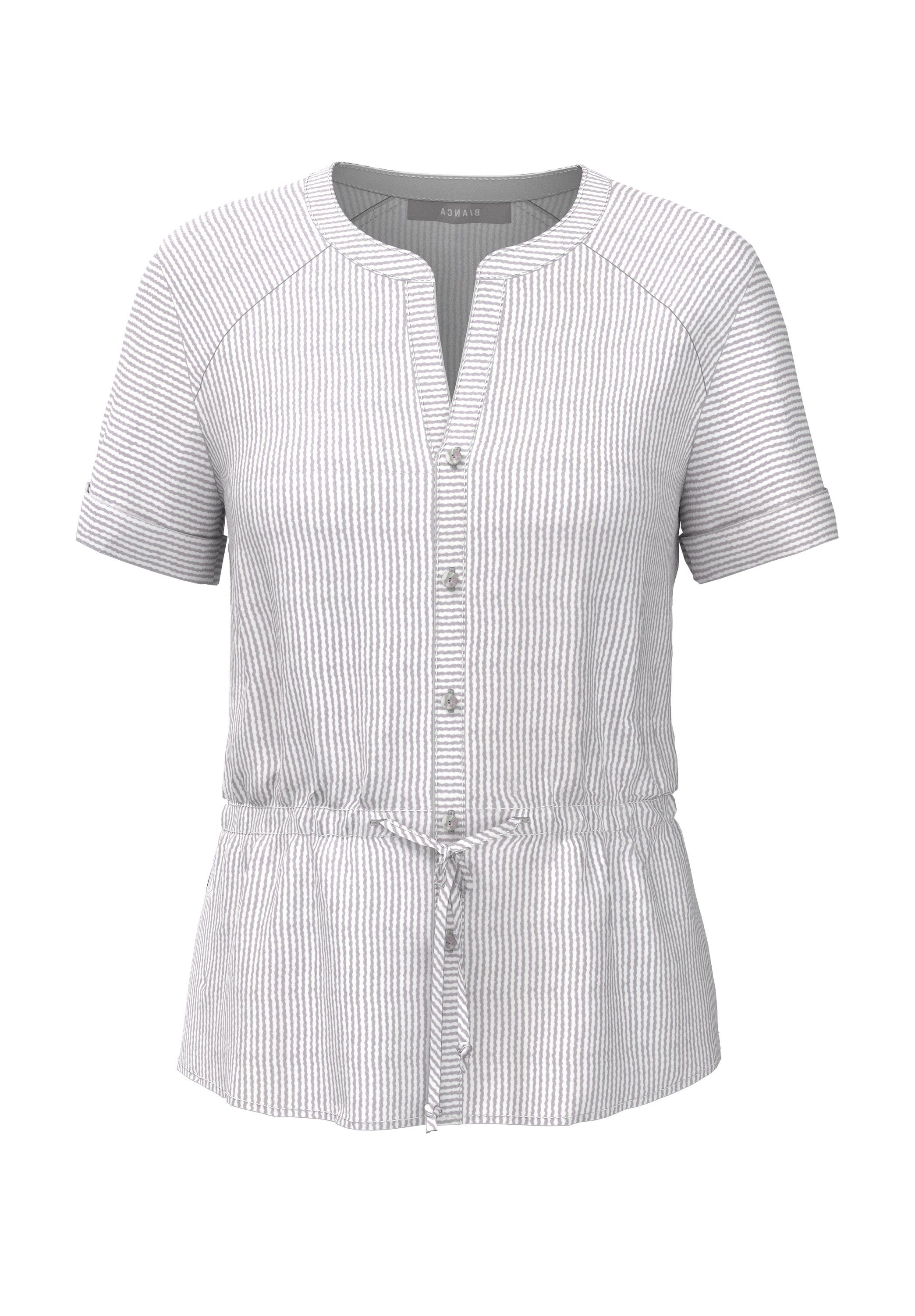 Damen Shirts bianca Kurzarmbluse ALICIA im angesagten Streifendesign und Tunnelzug