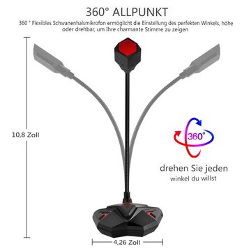 Insma Standmikrofon, USB Mikrofon für PC Desktop Laptop mit LED Licht