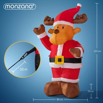 monzana Tierfigur, Aufblasbares Rentier 135cm LED Beleuchtet Befestigungsmaterial IP44