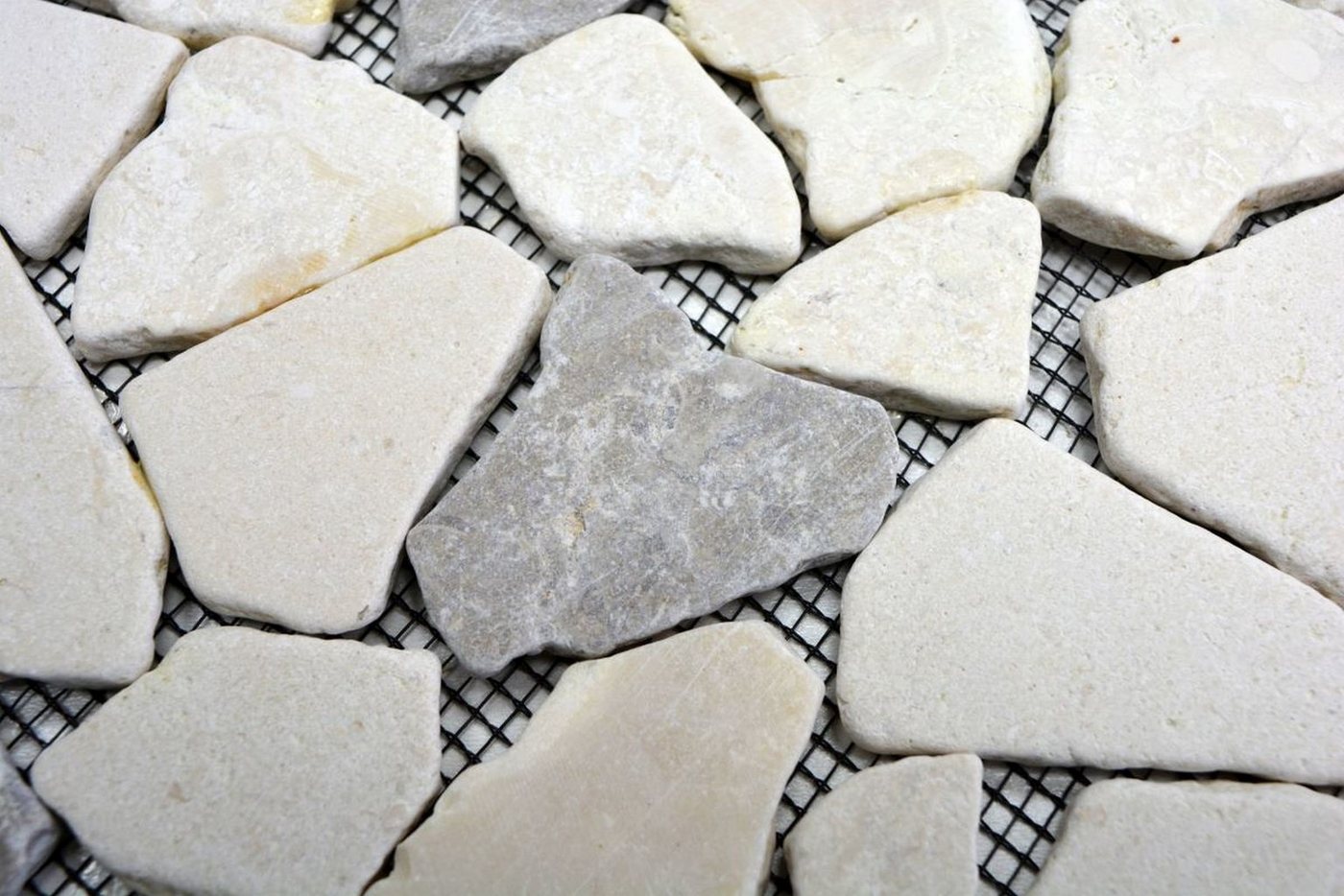 Thumbnail - Mosani Bodenfliese Mosaik Bruch Marmor Naturstein grau beige Polygonal Wandfliese WC