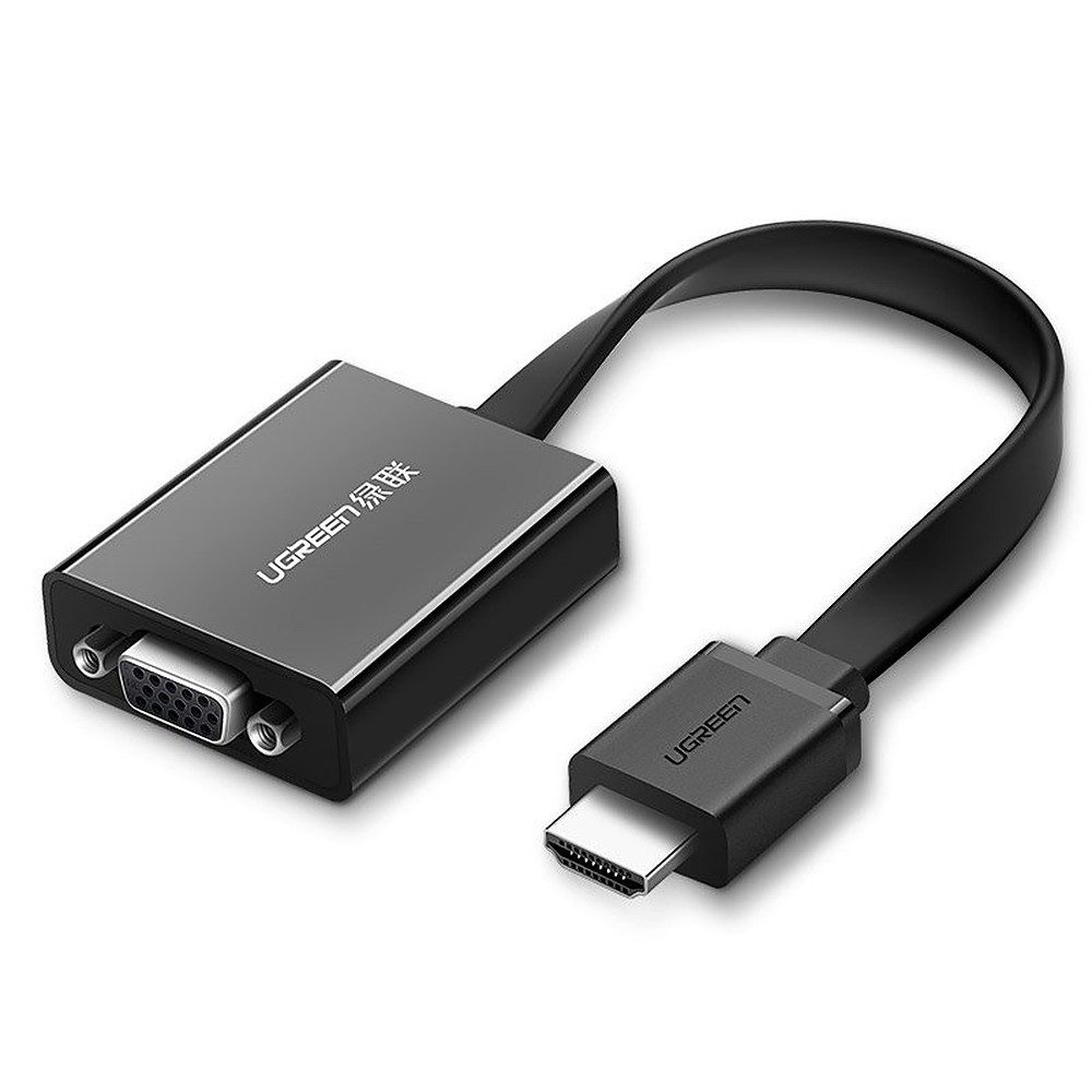 UGREEN Signalwandler Bildkonverter Monitoranschluss HDMI-Adapter HDMI zu Klinke 3,5 mm, VGA, Micro-USB, 16.0 cm, Full HD 1080p, Audioausgang, Plug & Play