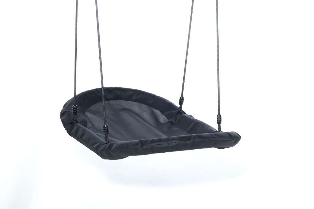 DICE Nestschaukel-Sitz Bootschaukel 120 cm x 70 cm mit schwarzem geflochtenem Seil, passend für BERG Playbase