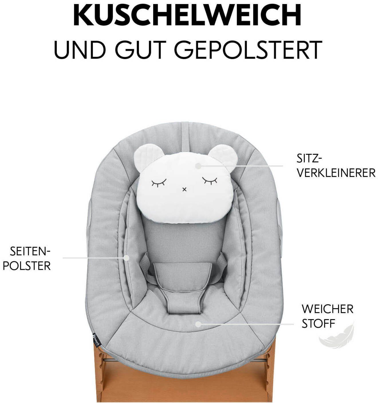 Hauck Hochstuhl Newborn Set, mit - FSC® Wald Alpha Newborn - Nature Grey, weltweit schützt Aufsatz