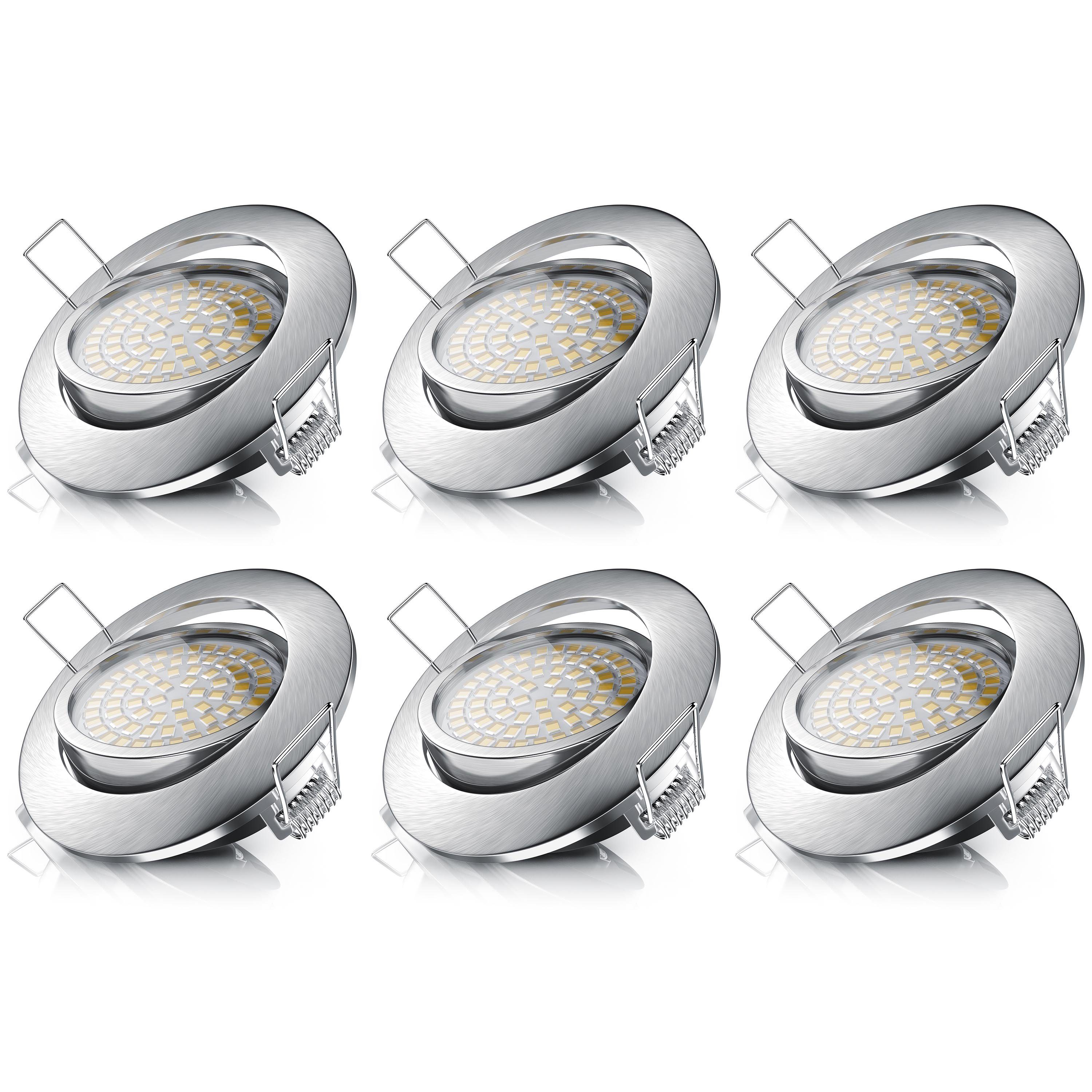 Brandson LED Einbaustrahler, Dimmfunktion; Schwenkmechanismus, Deckenspot mit Aluminium Rahmen, Warmweiß, 6er Set