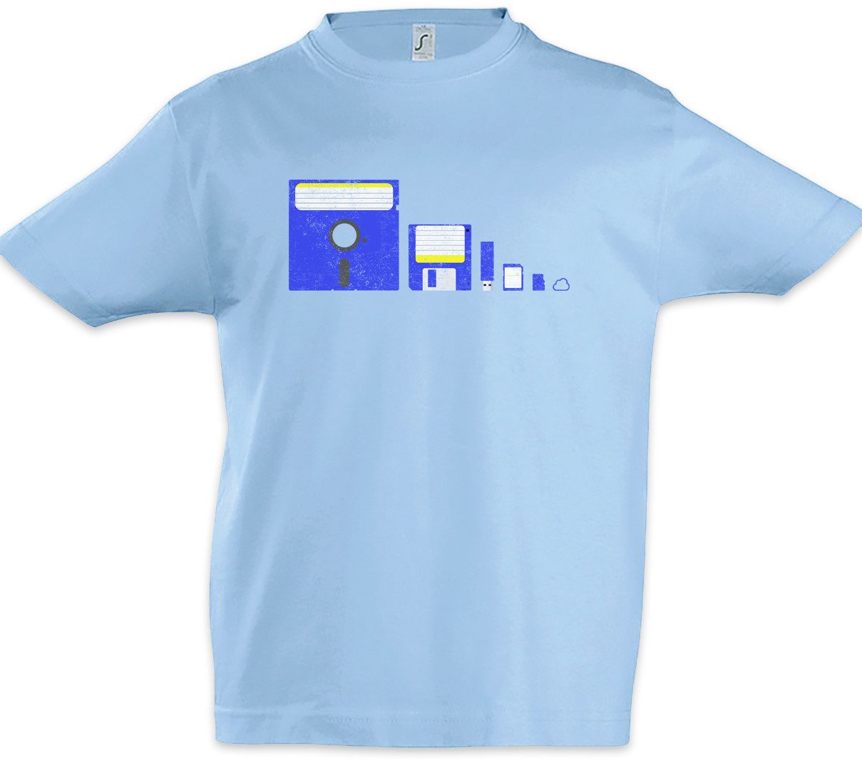 Print-Shirt Memory Evolution Kinder T-Shirt Nerd Retro Floppy Disc Informatiker PC