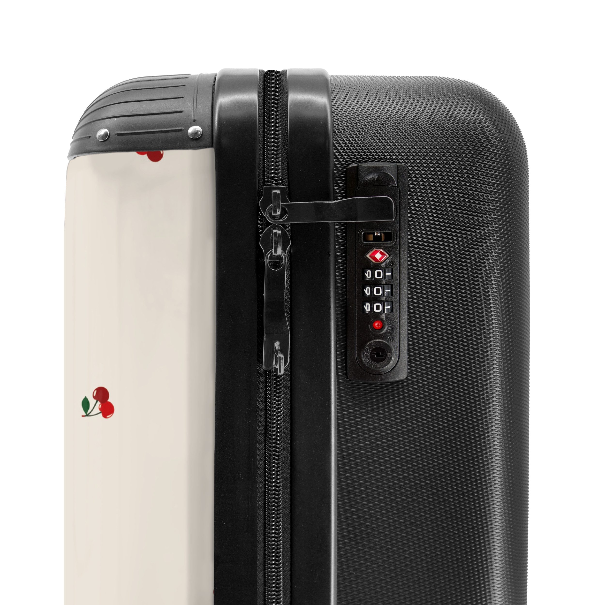 NoBoringSuitcases.com© Hartschalen-Trolley Beigefarbener Hintergrund mit Muster aus kleinen Kirschen 55x35x20cm, Reisetasche mit Rollen, Koffer Handgepäck Flugz – Bild 5 von 5