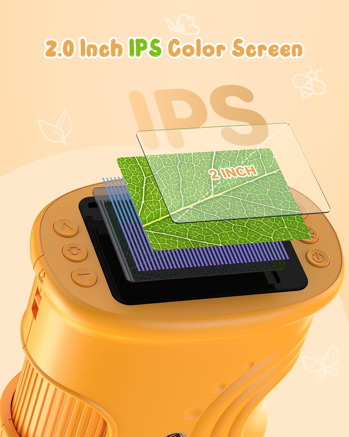 Luckice 1000X Digital Mikroskop für Kinder Lupe,Handy Taschenmikroskop Kindermikroskop (50x-1000x, 2,0 Zoll IPS-Display inkl. Digital Mikroskop, Handmikroskop) – Bild 3 von 5