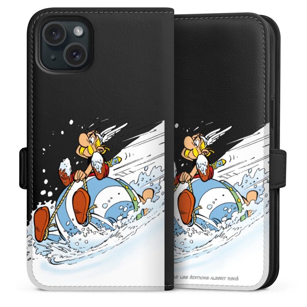 DeinDesign Handyhülle Asterix Obelix Kindheit Astérix & Obélix Luge, Apple iPhone 15 Plus Hülle Handy Flip Case Wallet Cover