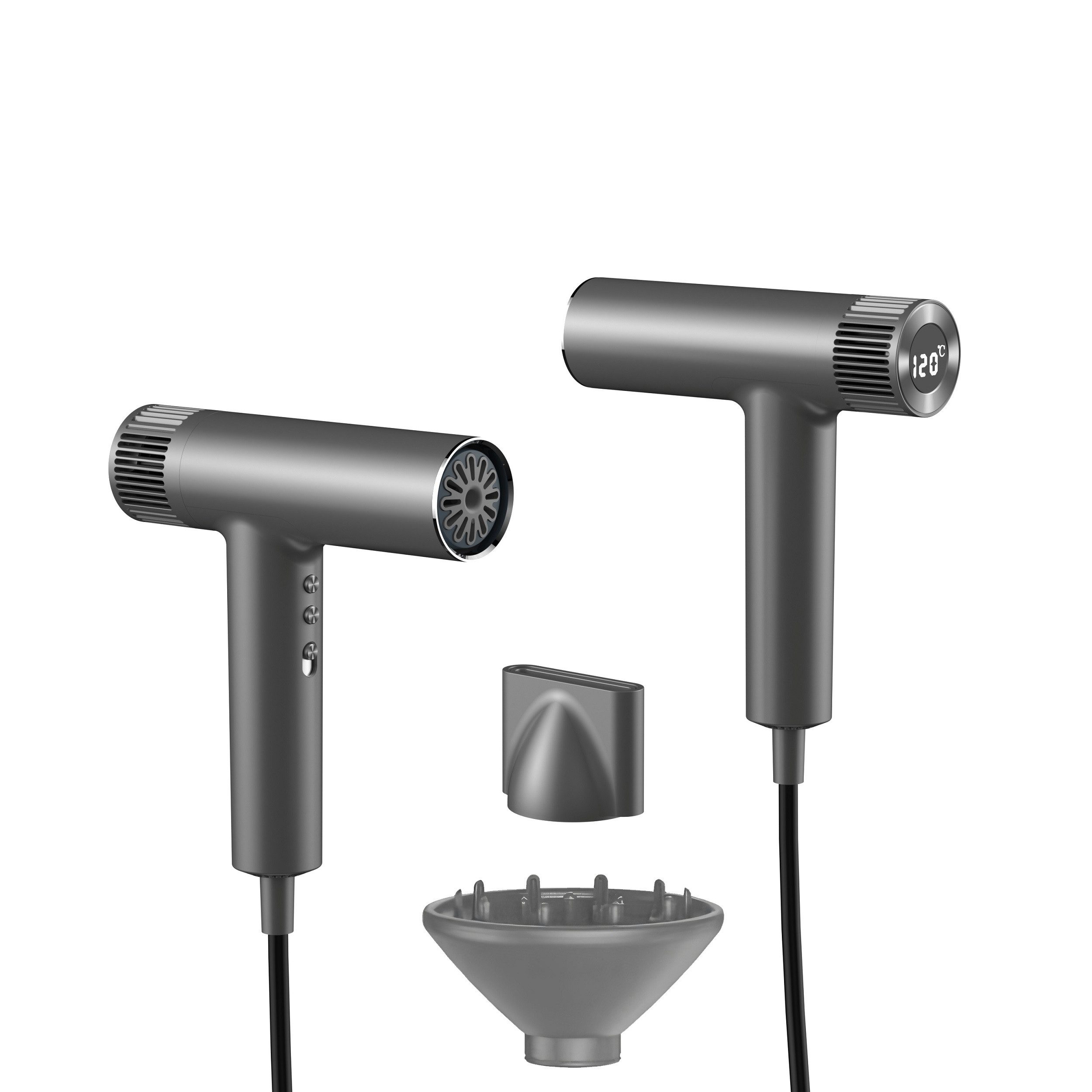 Maity Ionic-Haartrockner Hochgeschwindigkeits bürstenloser Motor,300 Mio Ionen,60m/s Luftstrom, 1500 W, LED-Anzeige, Geräuscharm,Superleicht, Grau/Weiß