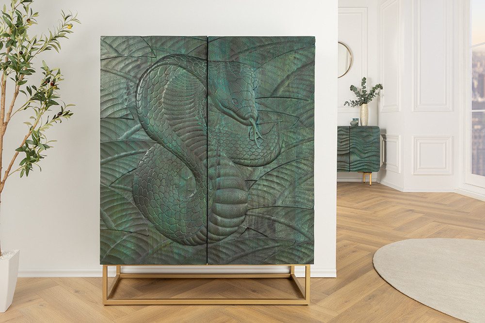riess-ambiente Highboard SNAKE 120cm türkis / gold · Hochschrank aus Massiv günstig online kaufen