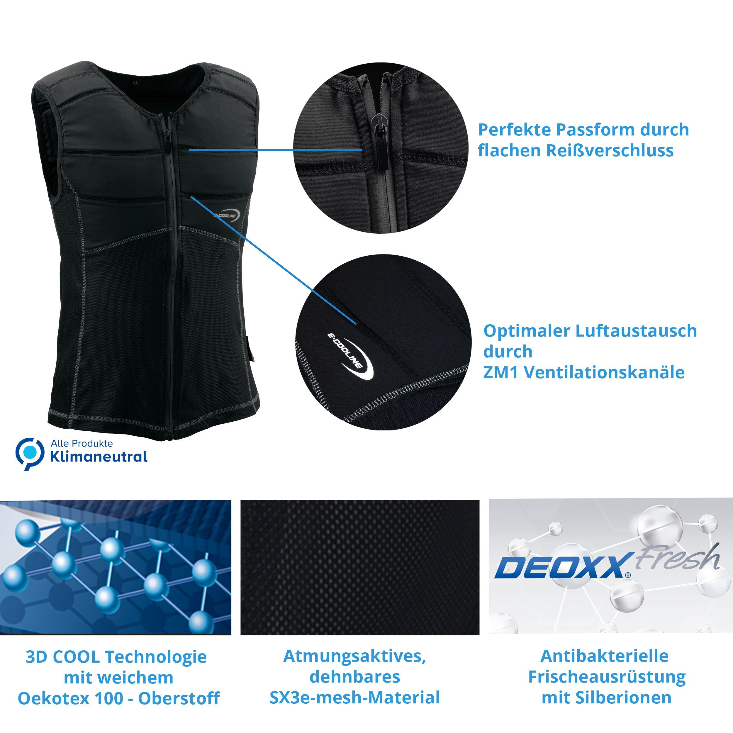 kühlende Powercool SX3 Funktionsweste ShirtWeste-Kühlung Wasser mit E.COOLINE durch Aktivierung