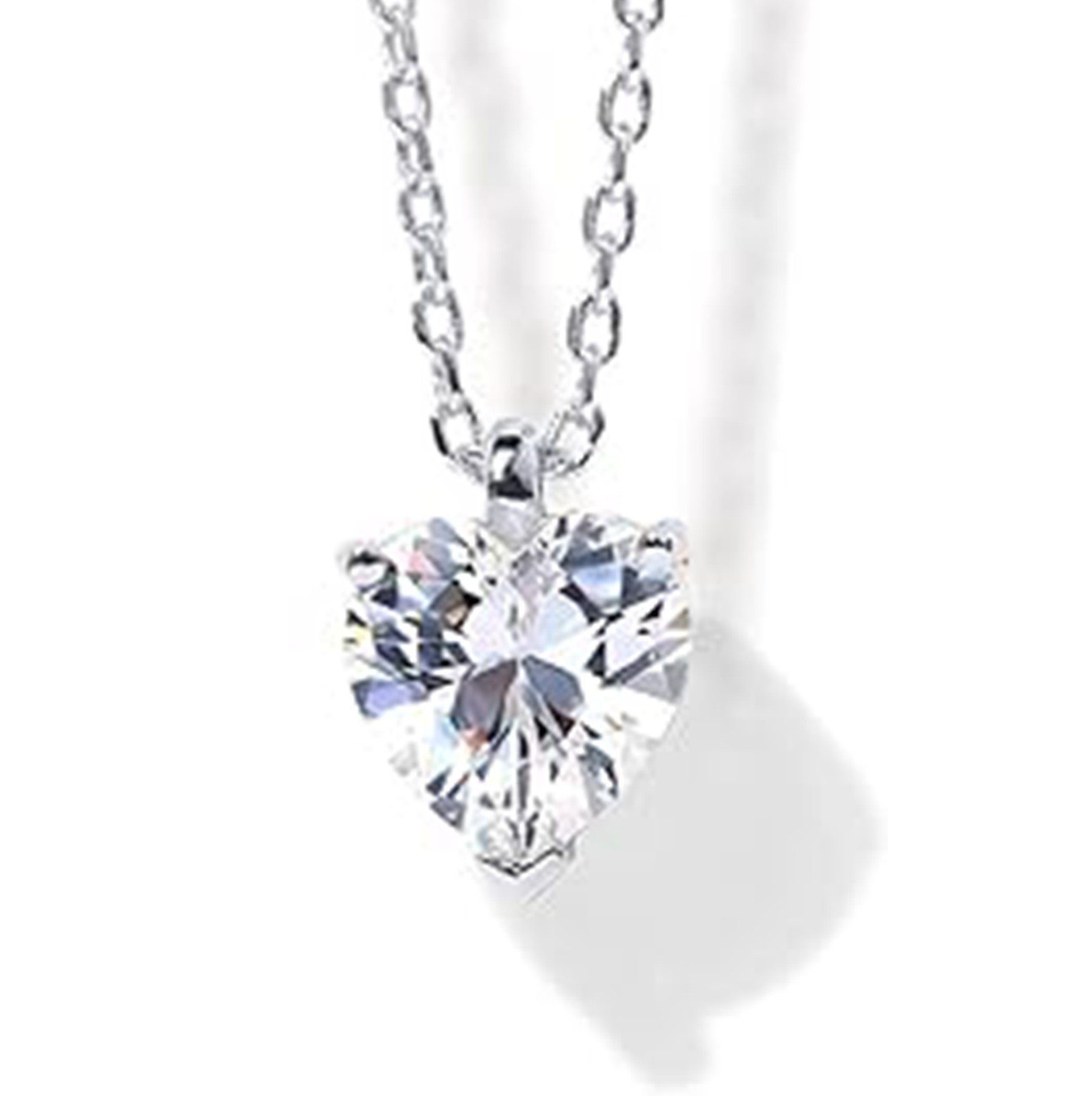 Silber für Frauen romantische WaKuKa Charm-Kette Herz-Zirkon-Anhänger-Halskette, Halskette