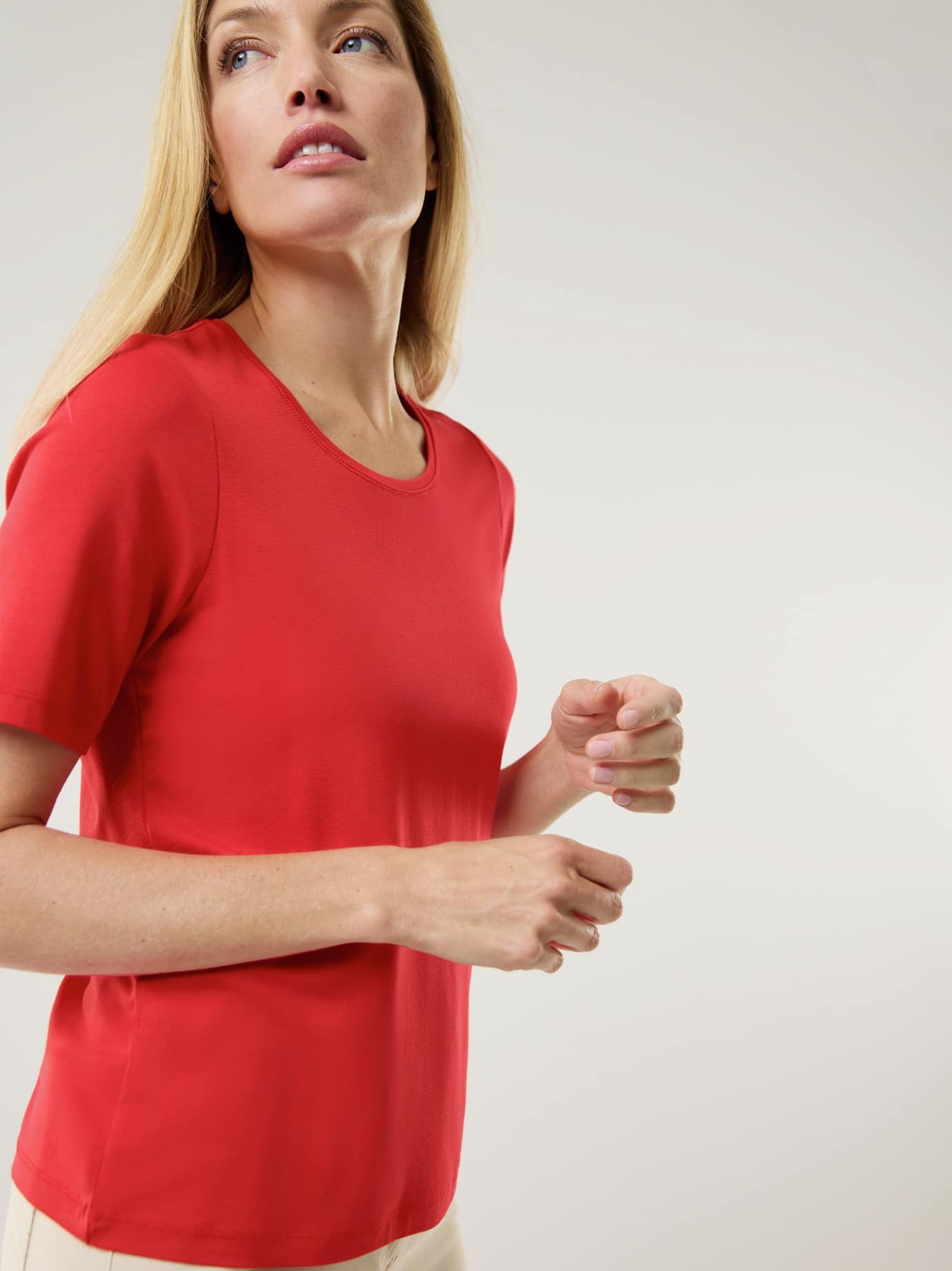 Walbusch T-Shirt Damen Viskose Shirt Rundhals Kurzarm leicht tailliert pflegeleicht Halbarm, Rundhals