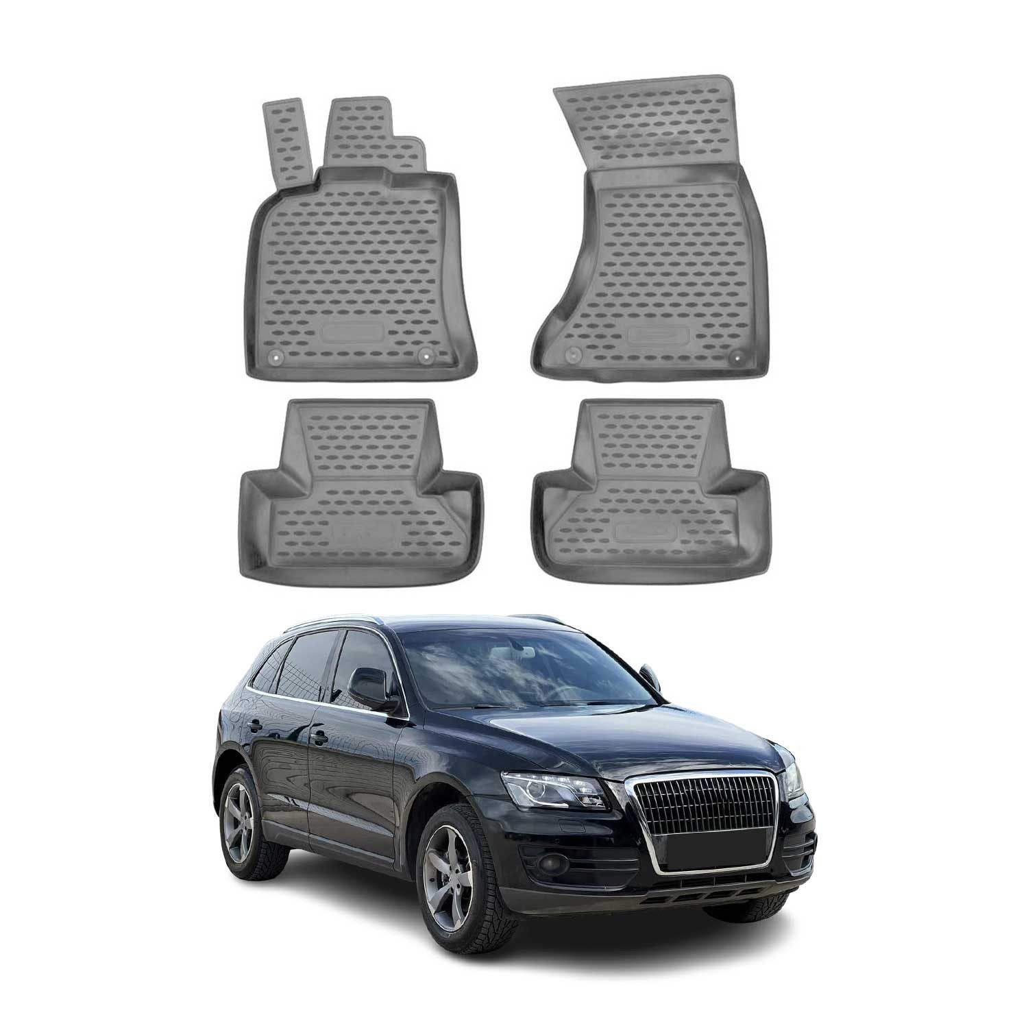 OMAC Auto-Fußmatten für Audi Q5 8RB 2008-2017 Gummimatten Grau (4 St), für Audi Q5 8RB 2008-2017 Audi Q5 8RB 2008-2017, Antirutsch,Wasserfest,Einfache Installation
