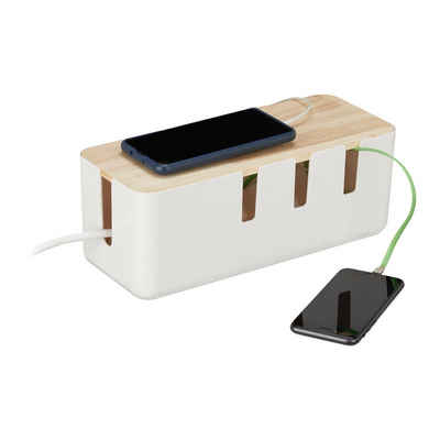 relaxdays Kabelbox »Kabelbox mit Holzdeckel«, Weiß