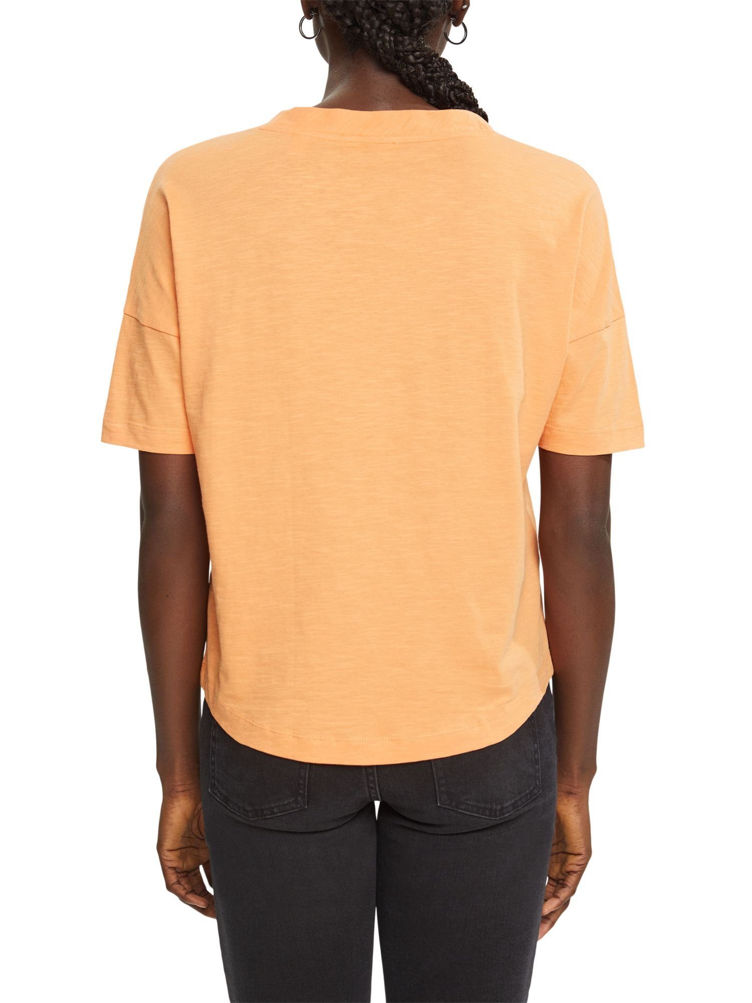 GOLDEN Baumwoll-T-Shirt ORANGE Print Langarmshirt Esprit mit geometrischem (1-tlg)