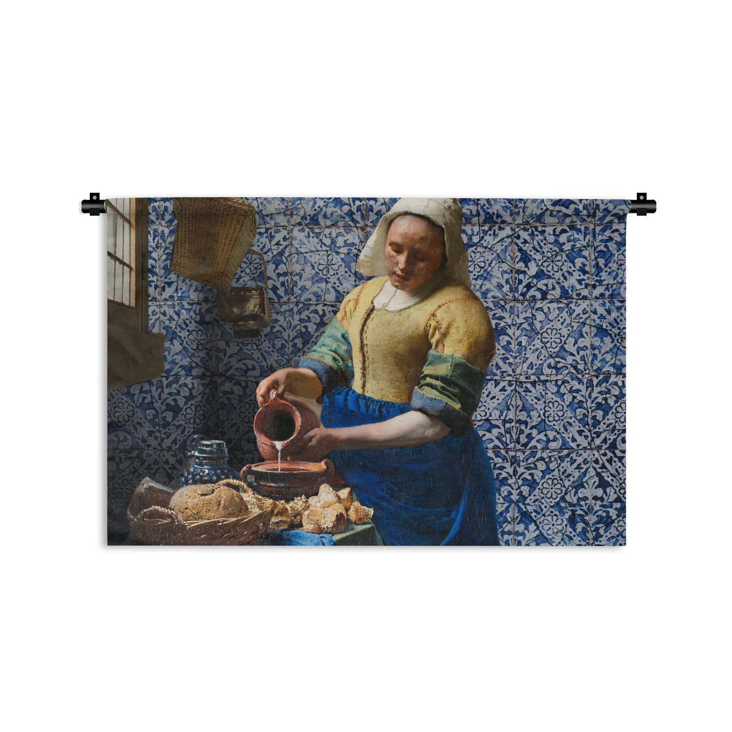 MuchoWow Wanddekoobjekt Milchmädchen - Delfter Blau - Vermeer - Gemälde - Alte Meister, Wanddeko für Wohnzimmer, Schlafzimmer, Kleid, Wandbehang, Kinderzimmer | Wandobjekte