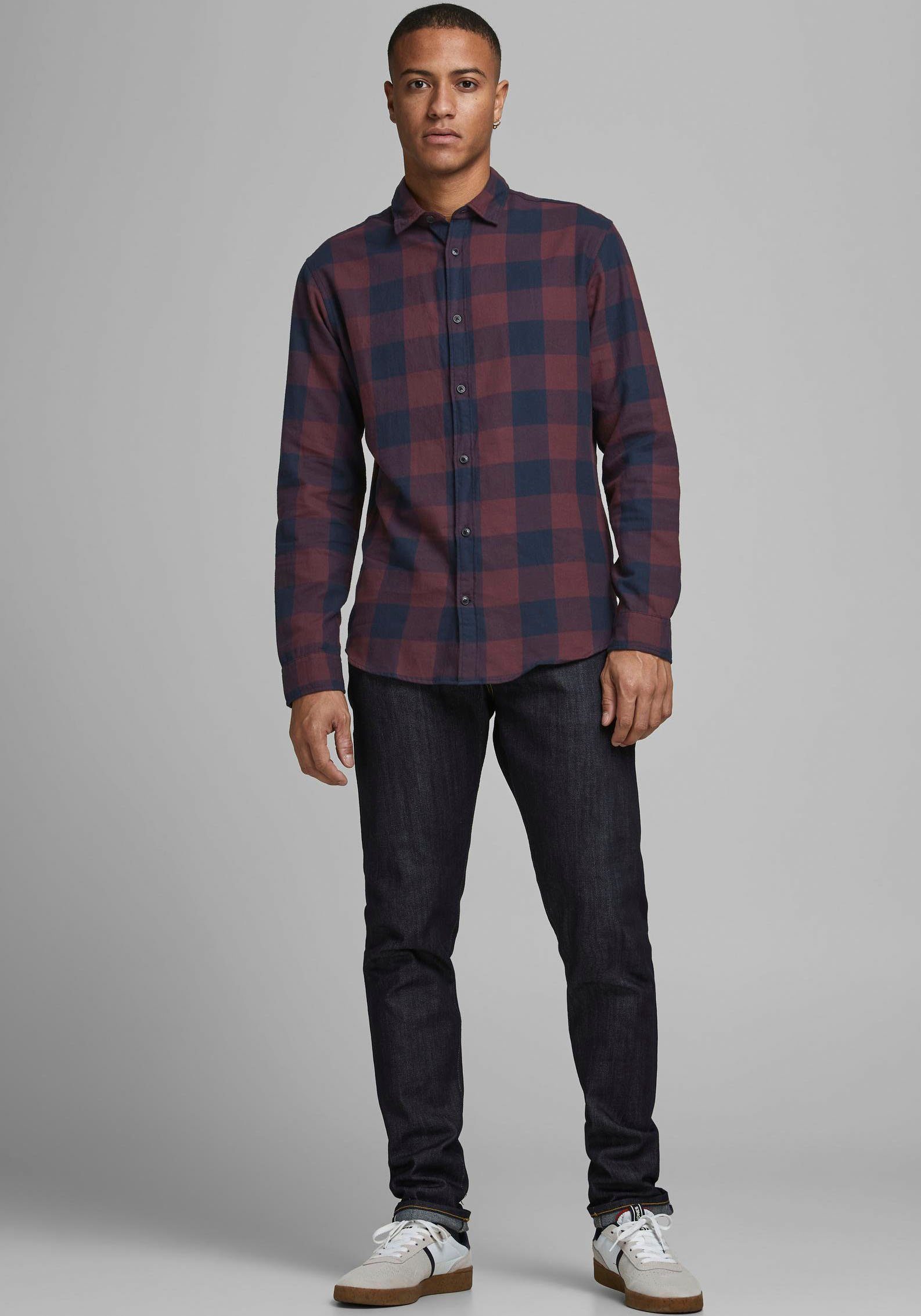 Jack & Jones Langarmhemd JJEGINGHAM TWILL SHIRT L/S NOOS