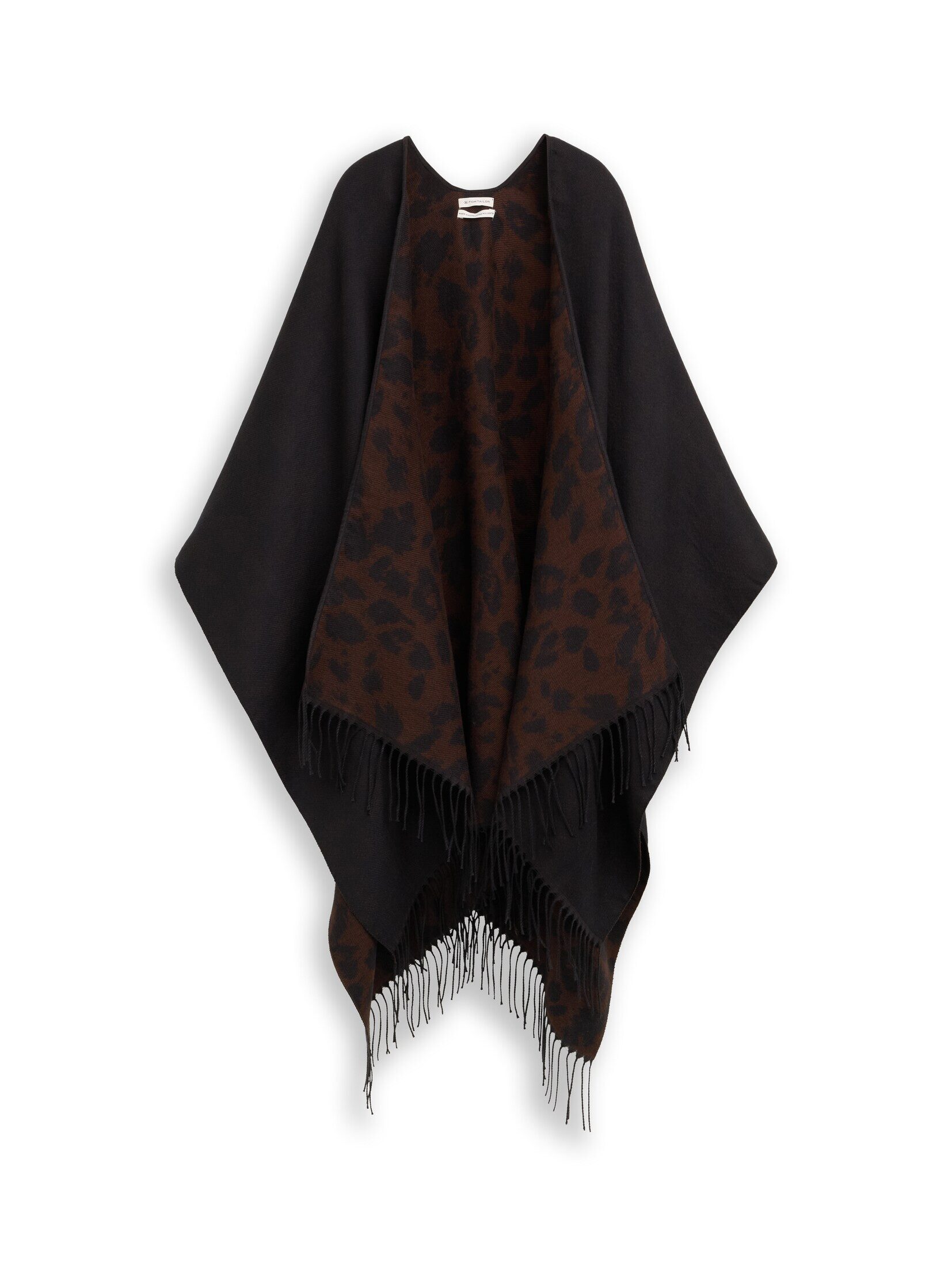 TOM TAILOR Strickponcho Accessoire Cape mit Leo-Print