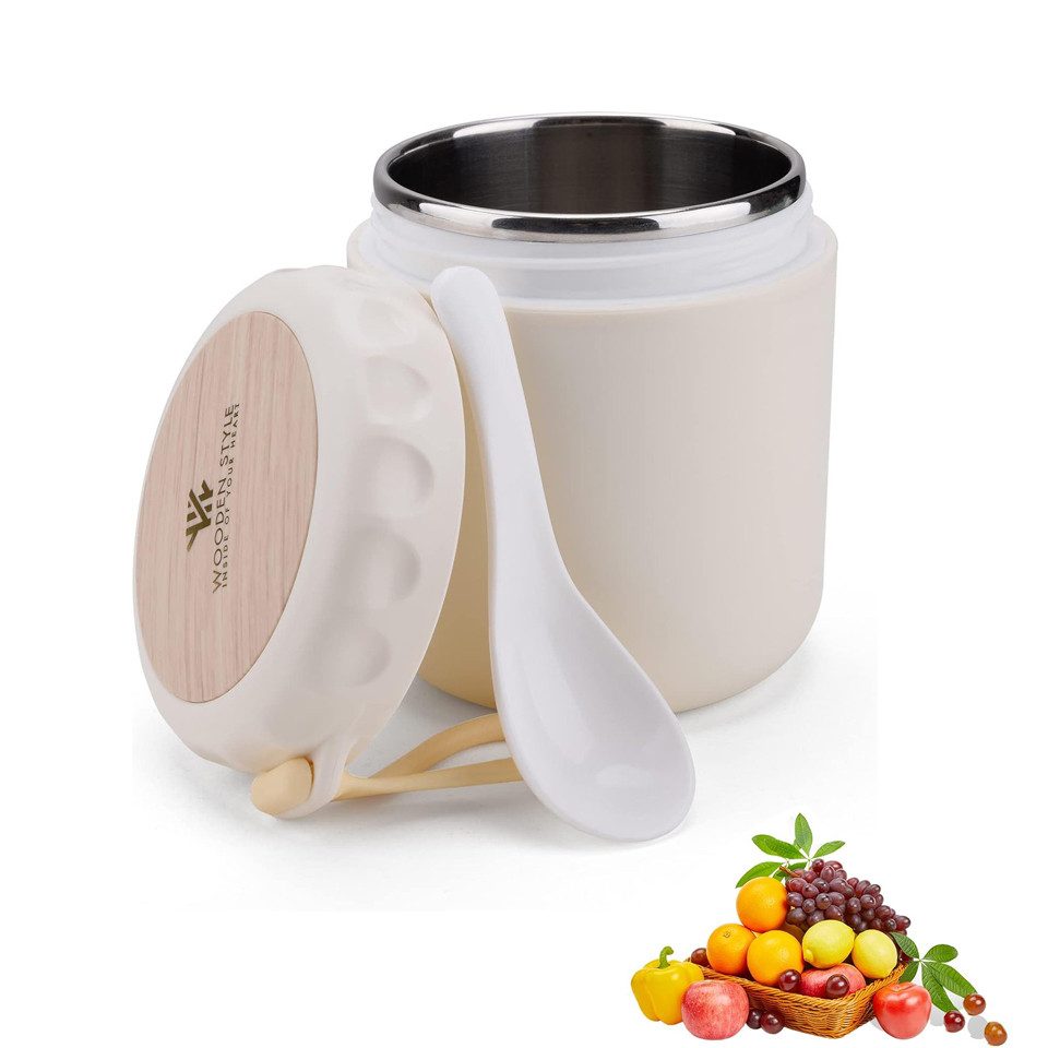 Coonoor Thermobehälter Thermobehälter für Essen- Müslibecher to go Edelstahl- 400ml, Auslaufsicher Porridge Becher