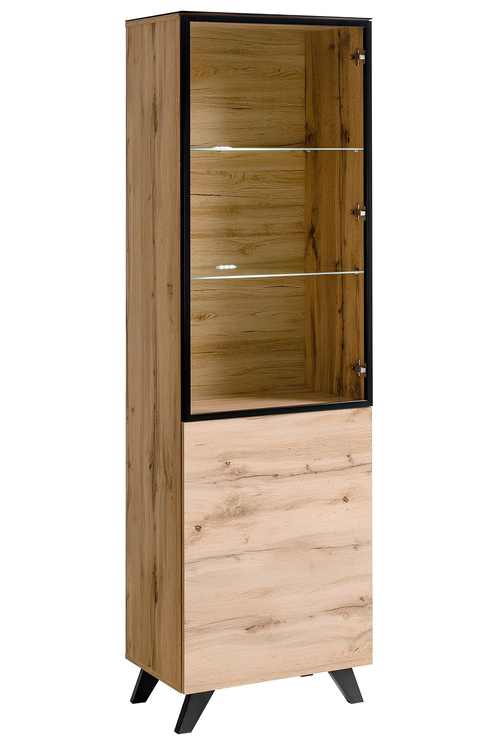 JVmoebel Vitrine Moderne Holzvitrine mit Glasfront und schwarzen Füßen (1-St) Made in Europa