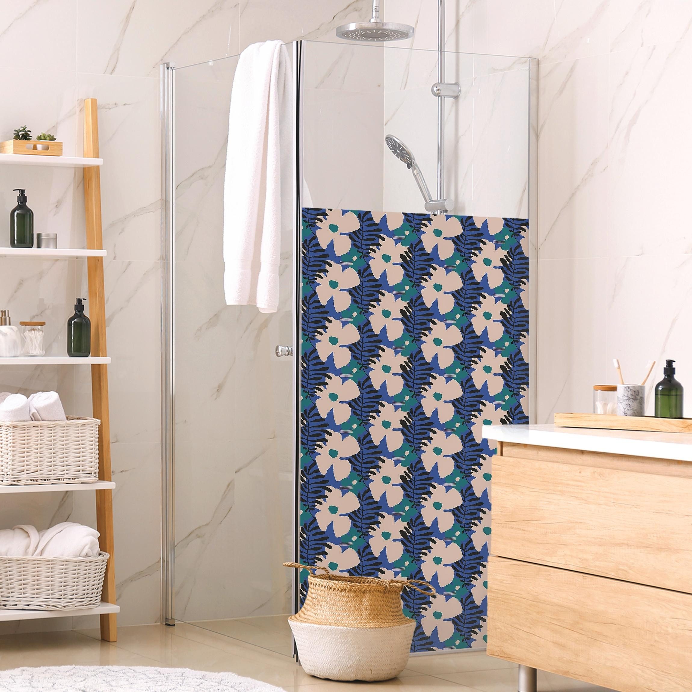 Bilderdepot24 Sichtschutzfolie Dusche blickdicht statisch haftend Blumen- und Blütenmotiv, Statisch haftend, blickdicht, wasserfest, wiederverwendbar, ablösbar