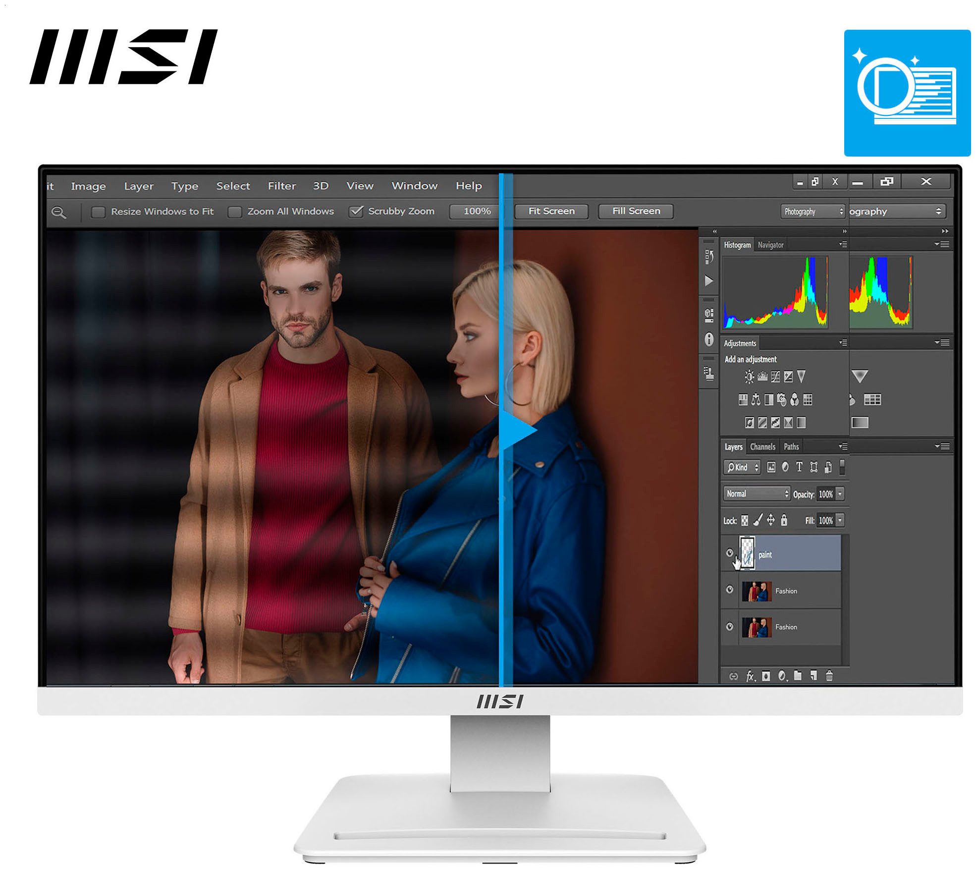 MSI PRO MP241W E14V LED-Monitor (61 cm/24 ", 1920 x 1080 px, Full HD, 1 ms Reaktionszeit, 144 Hz, VA LED) – Bild 4 von 5