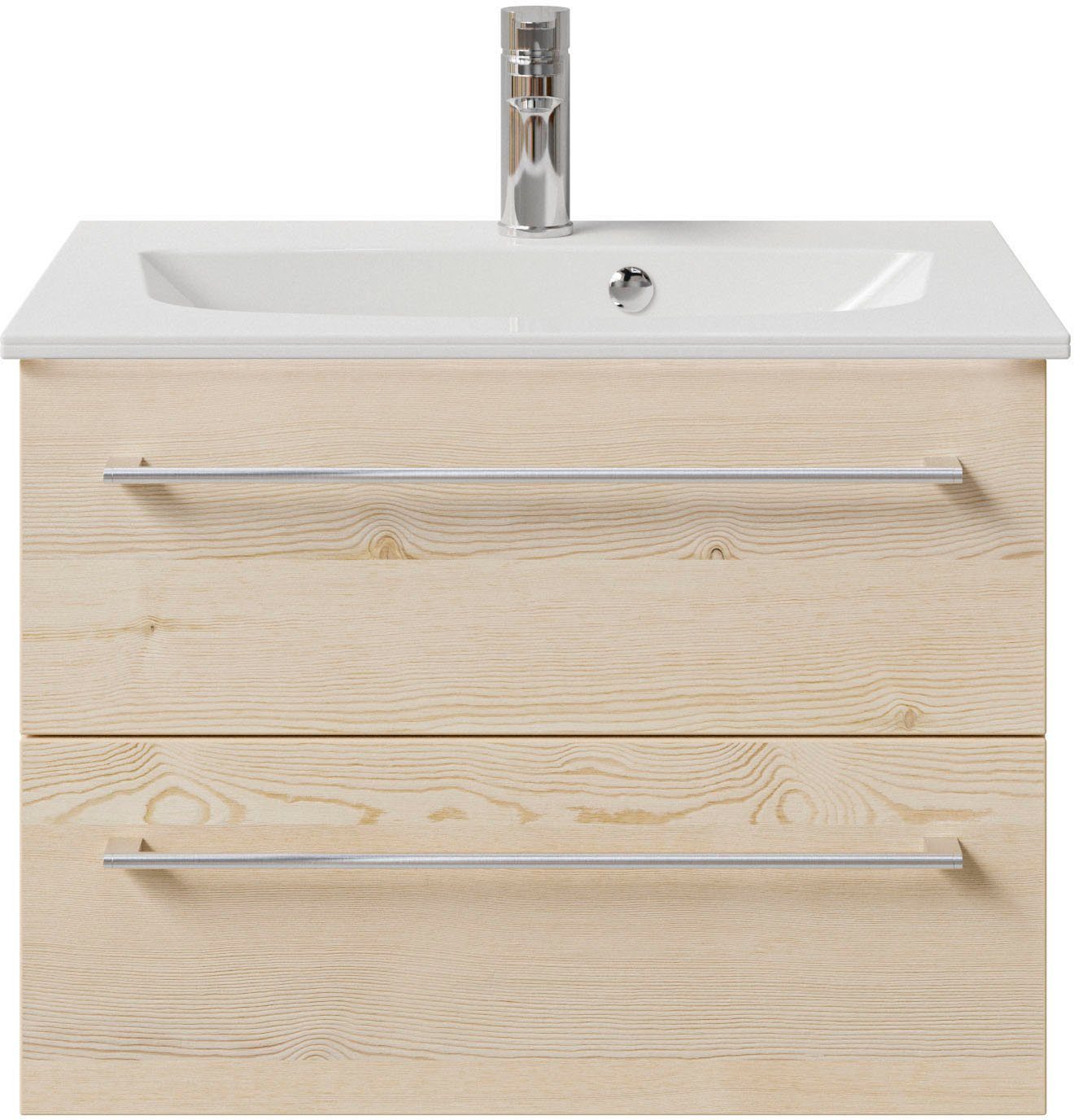 Saphir Waschtisch Serie 6025 Mineralmarmor-Waschtisch mit Unterschrank, 67 cm breit (2-St), Waschplatz mit 2 Schubladen, hängend, verschiedene Ausführungen
