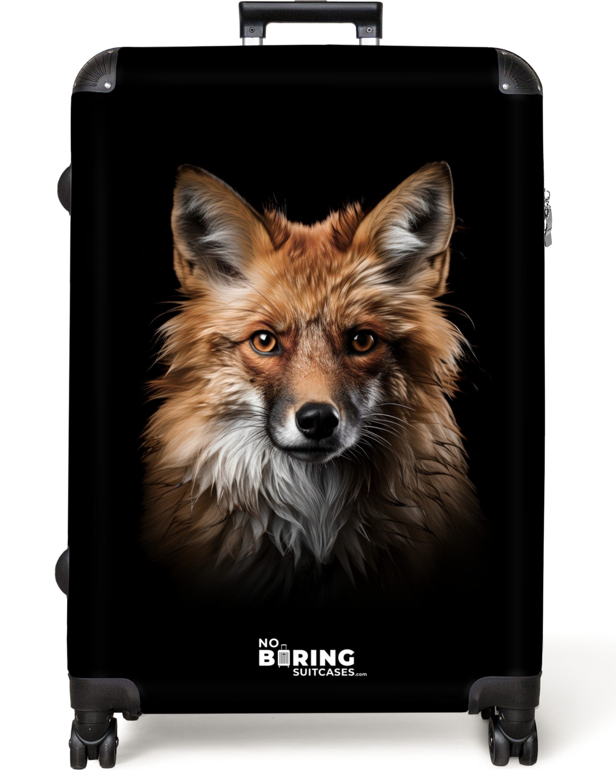 NoBoringSuitcases.com© Hartschalen-Trolley Rotfuchs auf schwarzem Hintergru günstig online kaufen