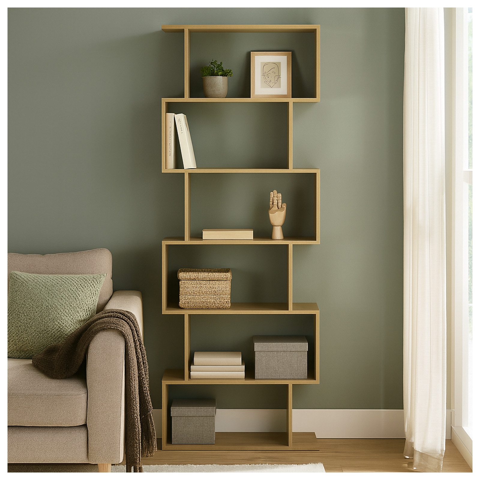 HTI-Living Bücherregal Regal 70x189 Thekla Baumscheibe, Stück 1-tlg., Standregal mit 6 Fächern Raumteiler