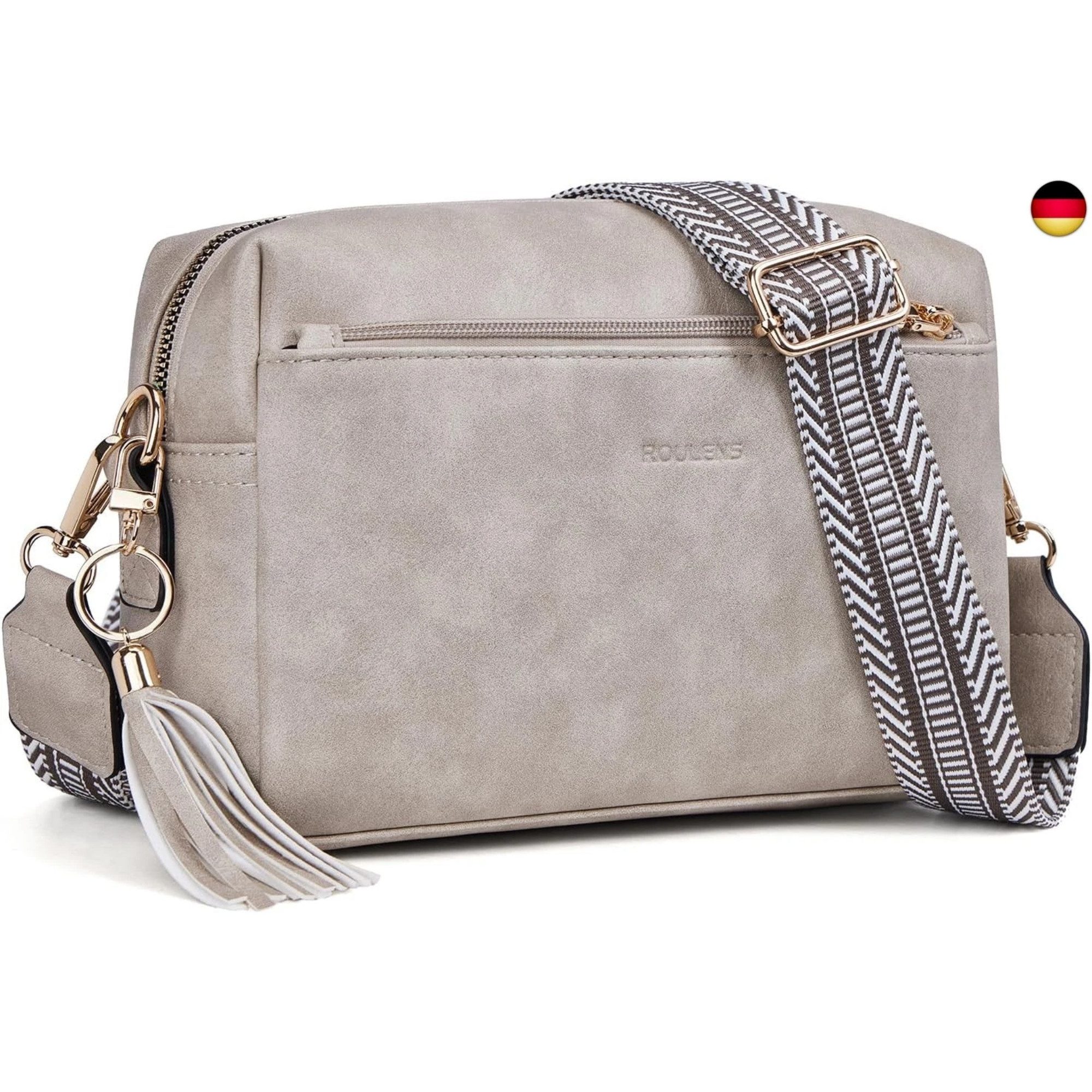 Vivitar Handtasche Kleine Umhängetasche für Frauen Dreifach-Reißverschluss (zu Weihnachten, zum Valentinstag, zum Geburtstag und zu jedem Jahrestag, Multi tragen Weise, bestes Geschenk für Frauen, Frau, Freundin), Premium-Ledermaterial, leichter und breiter Gitarrengurt