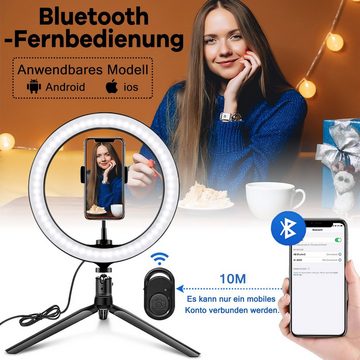 AUFUN Ringlicht 10 Zoll LED Selfie Bluetooth-Fernbedienung Tischringlicht