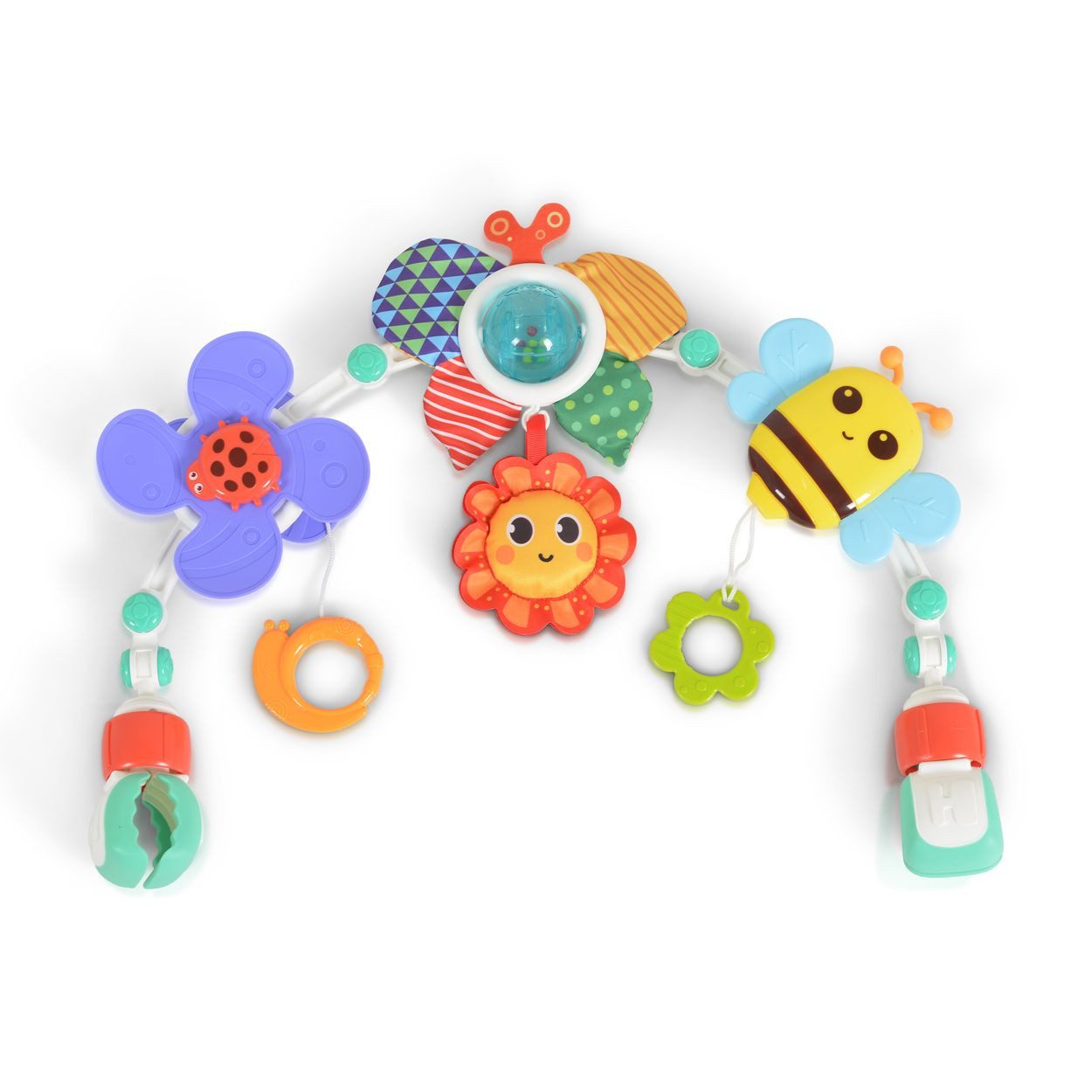 Moni Spielbogen Spielbogen für Kinderbett, Kinderwagen, Spielmatte Rassel Beißring Motorik