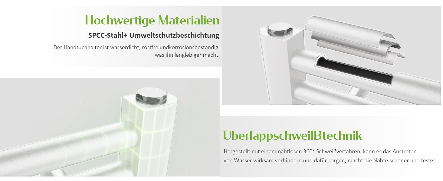 duschspa Badheizkörper Design Heizkörper Handtuchwärmer Handtuchhalter Weiß/Anthrazit, Handtuchhalter Mittelanschluss/Seitenanschluss gerade