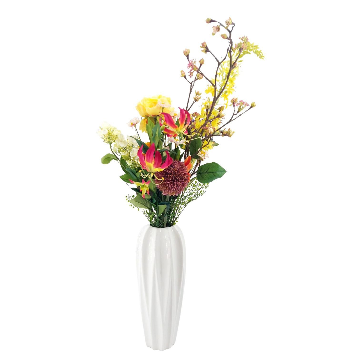 formano Bodenvase Basic, Höhe: 46cm, Farbe: Weiß, Motiv: Relief günstig online kaufen