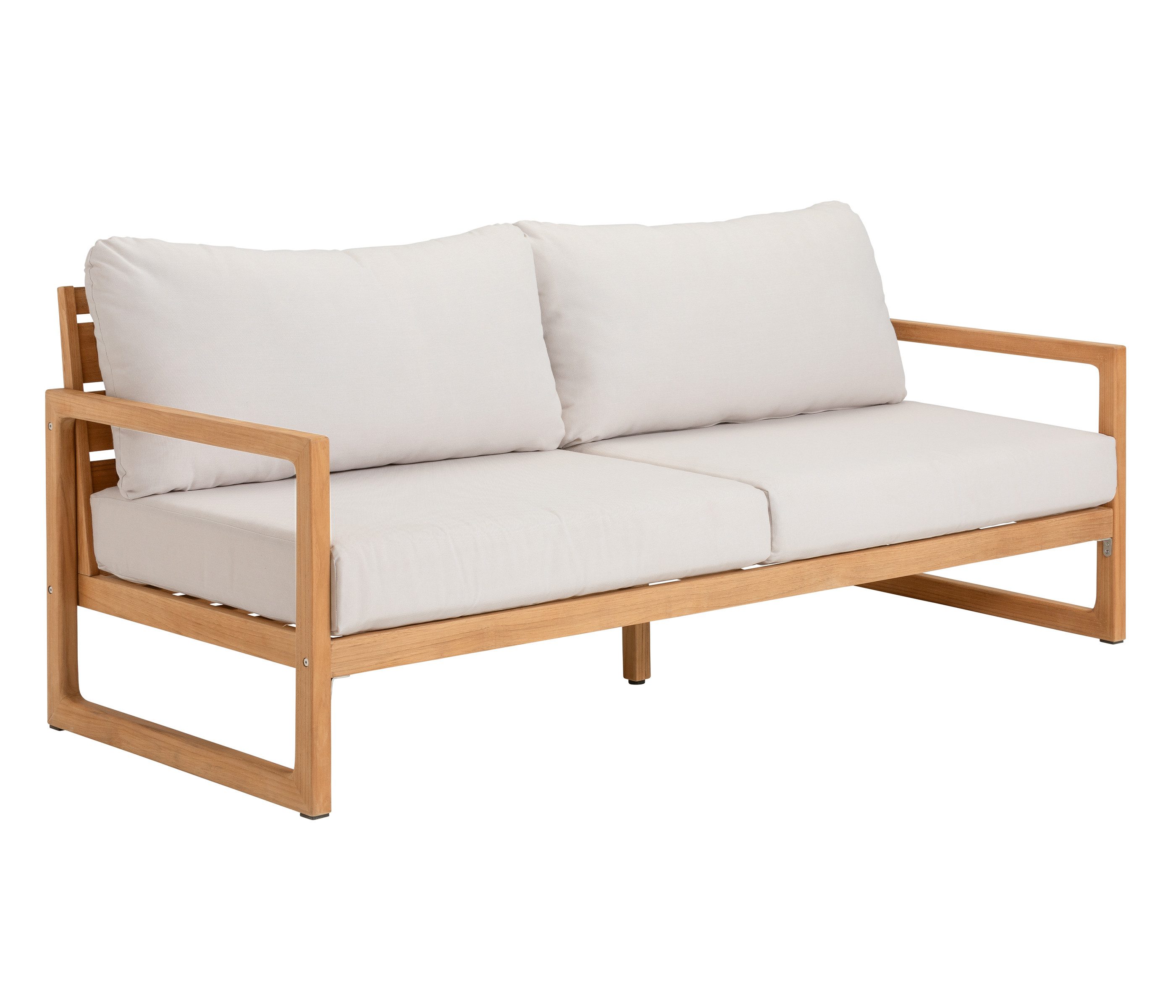 Dehner Gartentisch Lounge-Sofa Port-au-Prince, 201.5 x 83 cm (B/T), braun / beige, 2-Sitzer inkl. Polster, aus FSC®-zertifiziertem Teakholz