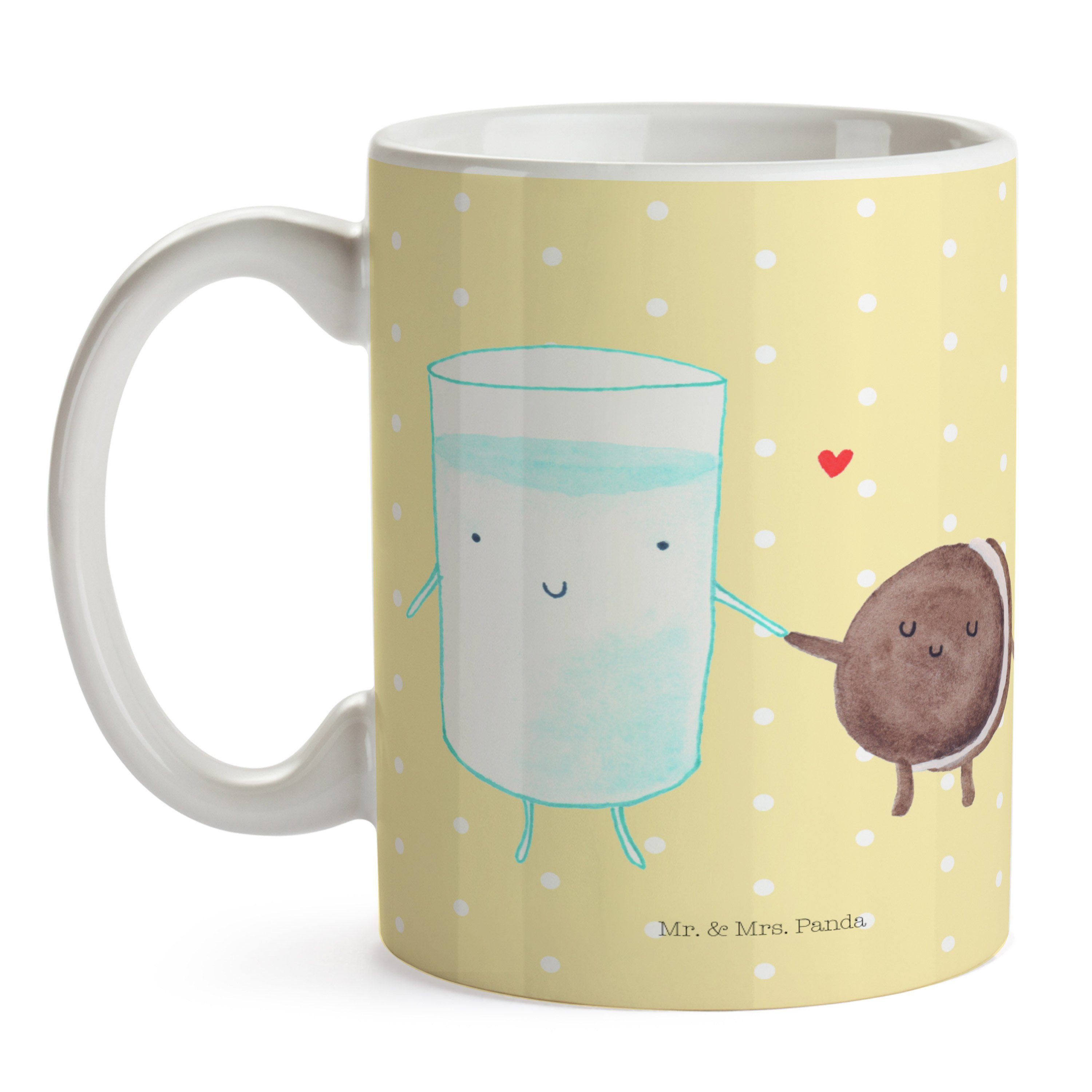 & perfektes Keks Milch Tasse - & Geschenk, Sprüche, Mrs. Pastell Gelb Paar, Keramik Mr. - Panda Tasse