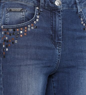 Christian Materne 5-Pocket-Jeans Röhrenjeans koerpernah mit Nietenverzierung