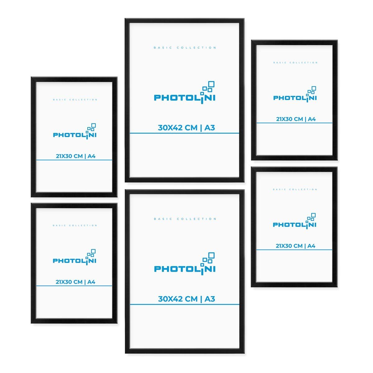 PHOTOLINI Bilderrahmen 6er Set Modern Schmal 30x42 cm / A3 und 21x30 cm / A günstig online kaufen