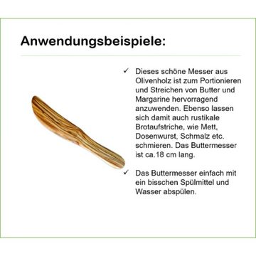 Olivenholz-erleben Buttermesser Buttermesser aus Olivenholz (1 Stück), antibakterielle Wirkung